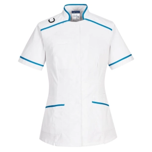 Tunique médicale - S - Blanc/Bleu aqua - PORTWEST