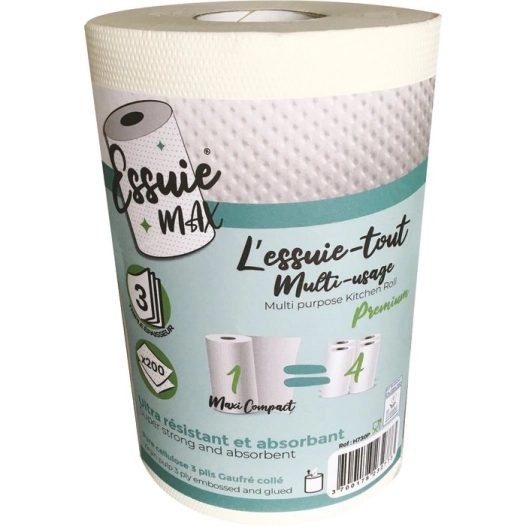 Rouleau essuie mains premium dévidage central 3 plis - 200 feuilles