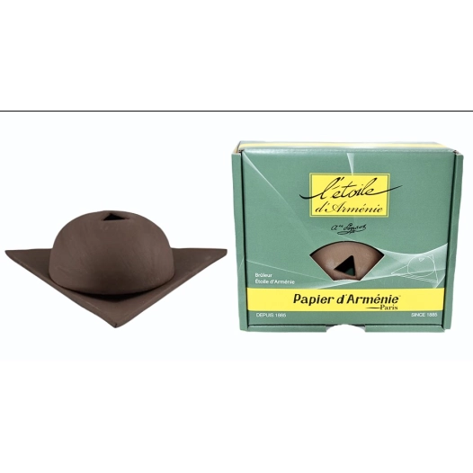 Brûleur l'Etoile d'Arménie Taupe en Boite - PAPIER D'ARMENIE