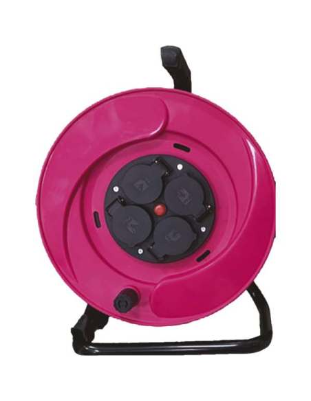 Enrouleur Électrique CEBA 25m Câble HO7RNF 3G2,5, 4 prises, sécurité thermique, châssis robuste. - CEBA