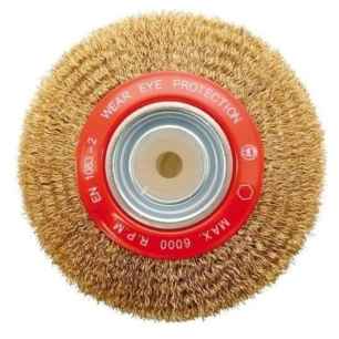 Brosse en acier laitonné diamêtre 150mm epaisseur 20mm - PEUGEOT outillage