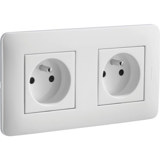 Casual Complet Double Prise 2p T 16a Precablee Blanc Brillant