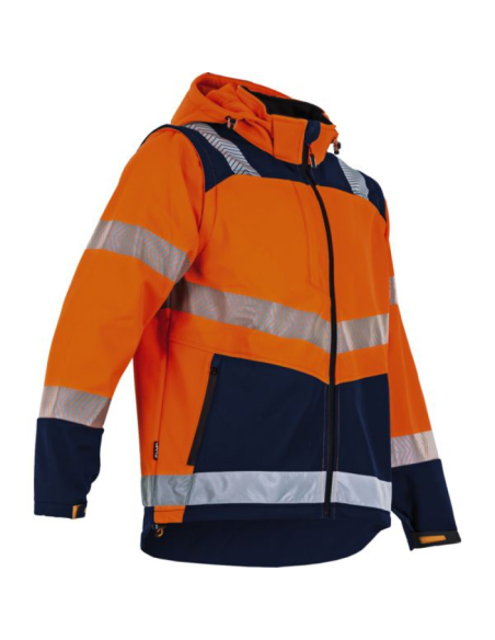Veste softshell 2 en 1 Cible orange fluo/marine T4 - LMA