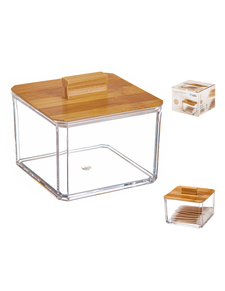 Organiseur Cosmétiques Carré Rangement élégant couvercle bambou - BALLETE