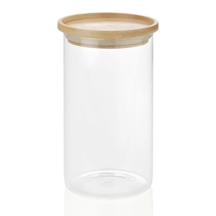Contenant En Verre/Bois Ø9,5x17,5cm Cc16204 Andrea House - Andrea House