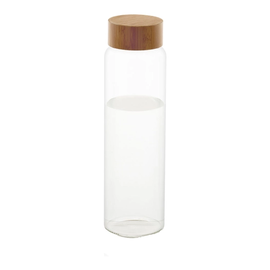Bouteille En Verre Avec Enveloppe En Bambou Ø8x26,5cm 1l Ms70099 Andrea House - Andrea House