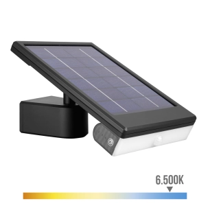 Applique Solaire Led 6w 720lm 6 500k Avec Crépuscule Et Détecteur De Mouvement. Edm Couleur Noire - Edm