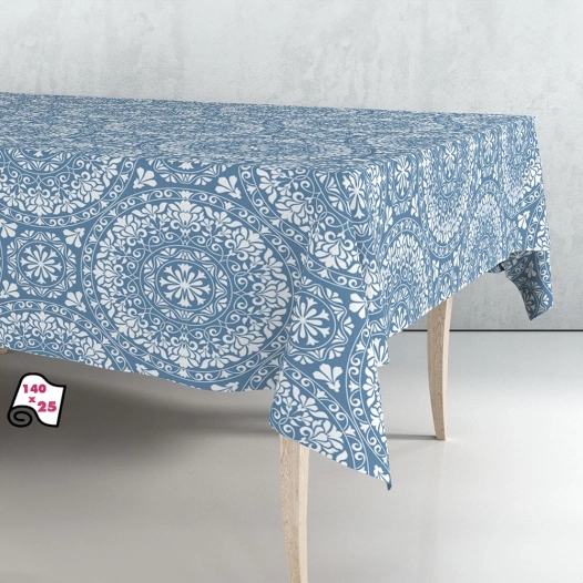 Rouleau De Caoutchouc Nappe Mandala Bleu 140cm X 25m Exma. - Exma