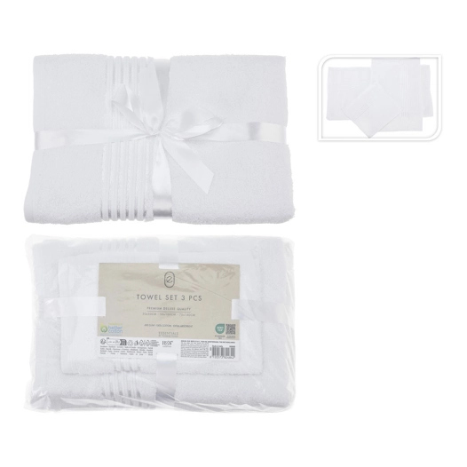 Ensemble De 3 Serviettes De Bain De Couleur Blanche Spéciales Pour La Salle De Bain - Essencial