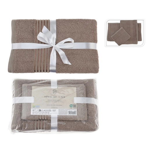 Ensemble De 3 Serviettes De Bain De Couleur Taupe Spéciales Pour La Salle De Bain - Essencial