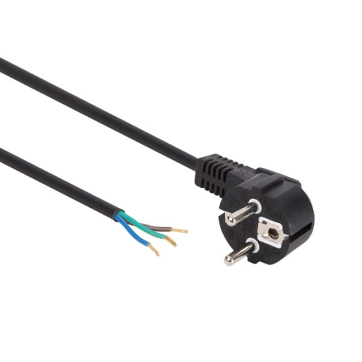 Cable d'alimentation - noir - 1 5 m - fiche euro 90° / extrémité dénudée - 3g0 75mm²
