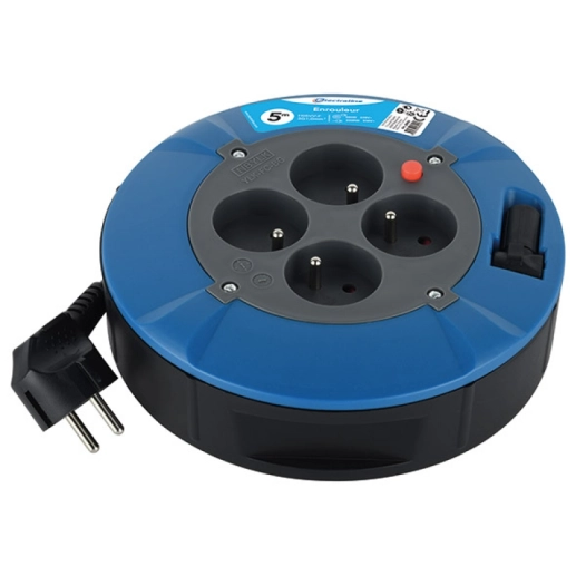 Enrouleur électrique menager 5 mêtres - 4 prises - ho5vvf 3g1mm² - ELECTRALINE