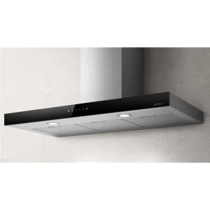 Hotte 713 m3-3 vit.+Boost-Cdes sens-Filtre métal-Eclairage LED- Box - L 90 cm- JOY-Inox et verre noir - ELICA