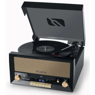 Système stéréo tourne-disques-Lecteur CD-FM-USB play/rec- Aux in/out - HP intégrés-Noir/or - MUSE