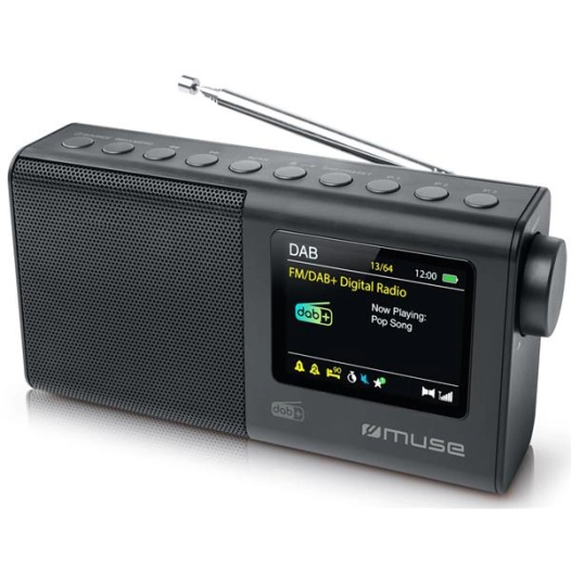 Radio portable DAB+/FM - Ecran couleur 2,8'' - Alarme - Gris - MUSE
