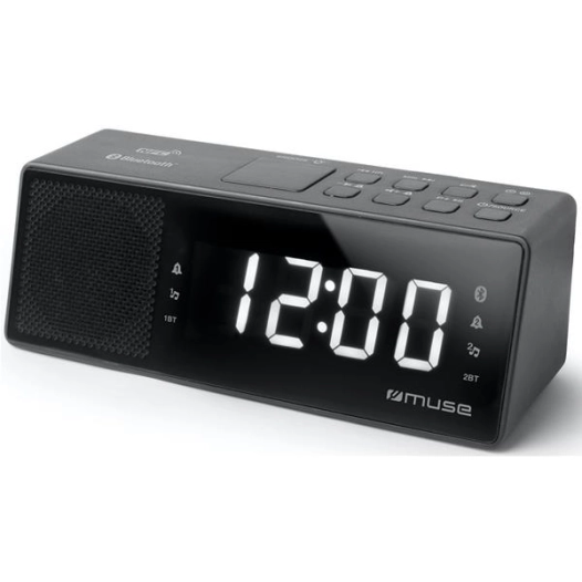 Radio-réveil double alarme - PLL FM - Bluetooth - Noir - MUSE