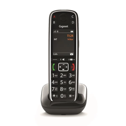 Sans fil - DECT - Mains libres - Larges touches - Fonction SOS - Bluetooth - Noir - GIGASET