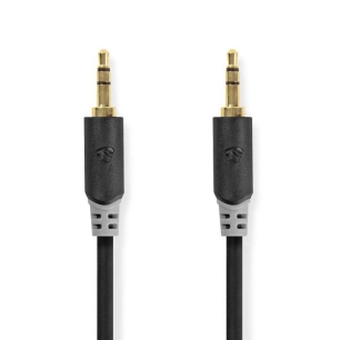 Câble audio stéréo 3.5 mm Mâle 3.5 mm Mâle Plaqué or 1.00 m Rond Anthracite Boite avec Fenêtre - NEDIS