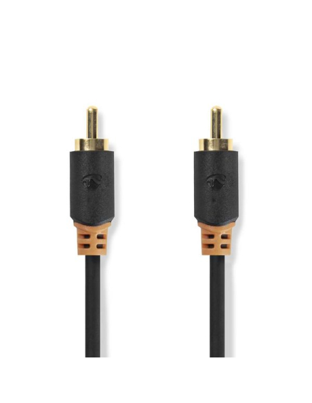 Câble audio numérique RCA Mâle RCA Mâle Plaqué or 2.00 m Rond PVC Anthracite Boite avec Fenêtre - NEDIS