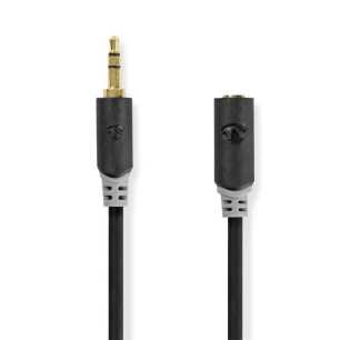 Câble audio stéréo 3.5 mm Mâle 3.5 mm Femelle Plaqué or 2.00 m Rond Anthracite Boite avec Fenêtre - NEDIS