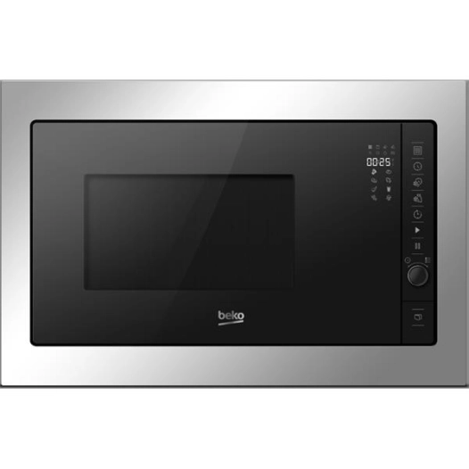 25 L 900 W + gril 1000 W -Electronique-8 Menus auto-Cavité inox-H 38 cm-Avec kit encast. -Inox et verre - BEKO