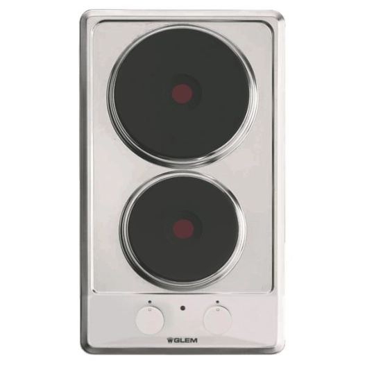 Domino 2 plaques électriques - 6 allures - Témoin de fonctionnement - Cdes frontales - Inox - GLEM