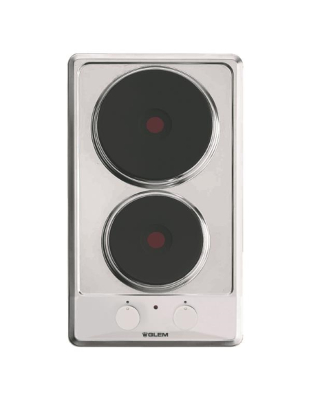 Domino 2 plaques électriques - 6 allures - Témoin de fonctionnement - Cdes frontales - Inox - GLEM