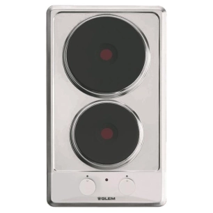 Domino 2 plaques électriques - 6 allures - Témoin de fonctionnement - Cdes frontales - Inox - GLEM
