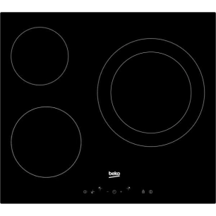 VITROCERAMIQUE-3 zones Hi-light dont 1 Ø 21-27 cm 2,7 kW-3 Minut-Cdes sens.-Noir - BEKO