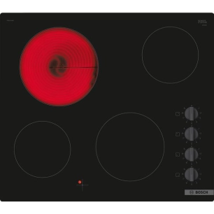 VITROCERAMIQUE-4 QuickLight dt 1x Ø 21 cm 2,2 kW- Cdes latérales par manettes-Sans cadre-Noir - BOSCH