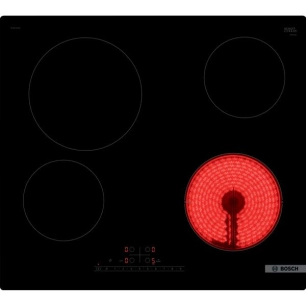 VITROCERAMIQUE-4 QuickLight dt 1x Ø 21 cm 2,2 kW- Cdes DirectSelect-Sans cadre-Noir - BOSCH