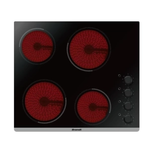 VITROCERAMIQUE-4 zones QuickLight dont 2x Ø 20 cm 1,8 kW-Cdes manettes lat.-Noir - BRANDT