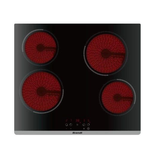 VITROCERAMIQUE-4 zones QuickLight dont 2 Ø 20 cm 1,8 kW-1 Minut-Cdes sens.-Noir - BRANDT