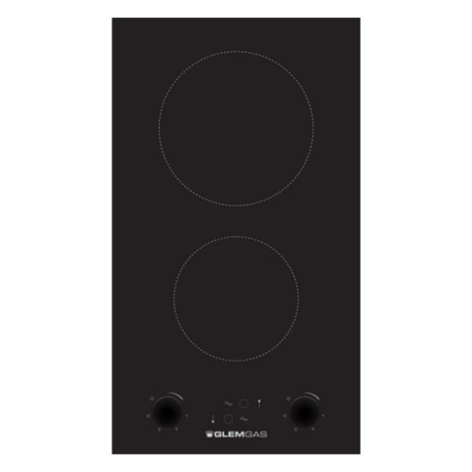 Domino vitrocéramique 30 cm - 2 High-Light - Commandes manettes - L 29 cm - Noir - GLEM