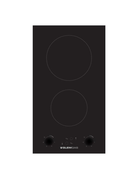 Domino vitrocéramique 30 cm - 2 High-Light - Commandes manettes - L 29 cm - Noir - GLEM