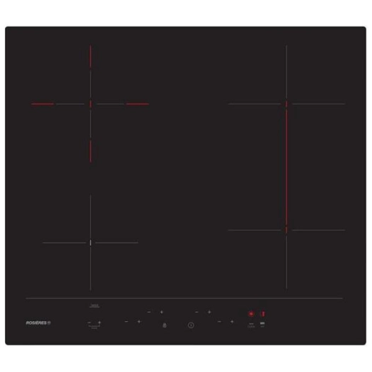 VITROCERAMIQUE-4 foyers radiants dont 1 zone flexible 40 x 19 cm 2x 1,8 kW-4 minuteurs-Cdes sens-Noir - ROSIERES
