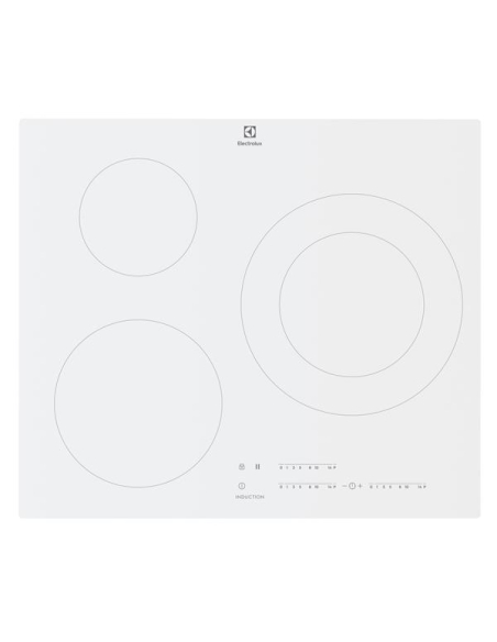 INDUCTION - 3 zones dont 1x Ø 18-28 cm 5,2 kW - 3 min.- Cdes sensistives Slider - Blanche - ELECTROLUX