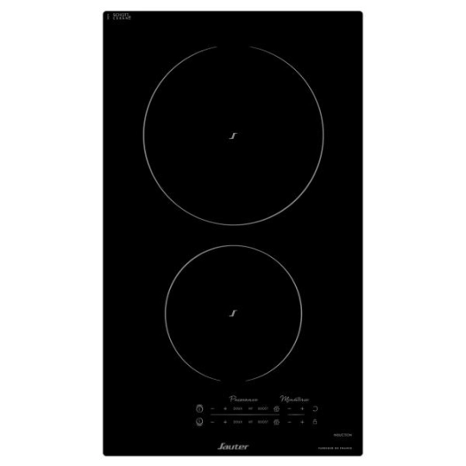 INDUCTION-Domino 2 zones dont 1x Ø 21 cm 3,7 kW-2 minuteries-Pack 10 sécu-L 30,5 cm-Noir - SAUTER