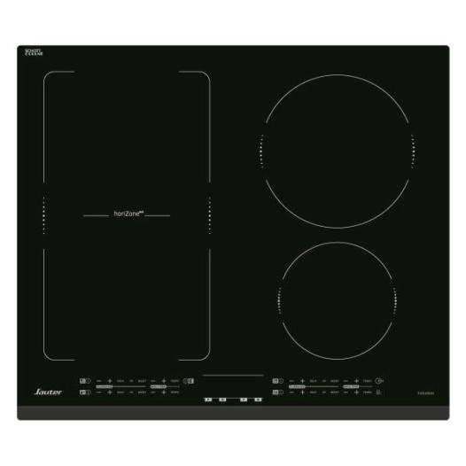 INDUCTION - 4 foyers dt 1 horiZone 4 kW - 4 minuteurs - Pack 10 sécu - Sans cadre - Noir - SAUTER
