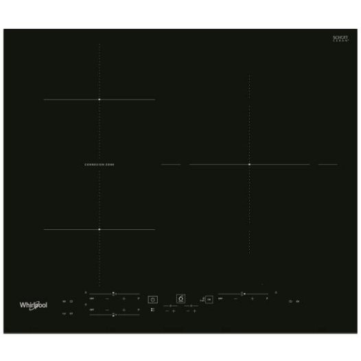 INDUCTION - 3 zones : 1x Ø 30 cm 3,6 kW + ConneXion Zone (Bridge) - Cdes indiv - Noir - WHIRLPOOL