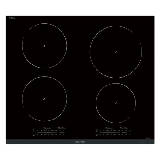 INDUCTION - 4 zones dont 1x Ø 21 cm 3,7 kW - 4 minuteurs - Avant biseauté - Noir - SAUTER