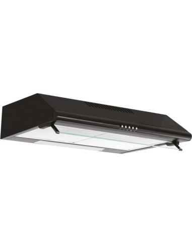 Hotte casquette 250 m3 - 3 vitesses - Filtres métal + charbon - Eclairage LED - 60 cm - Noir - GLEM