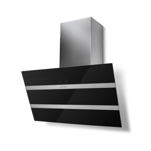 730 m3-Cdes sens.-Ecl. LED-L 80 cm-STEEL MAX 800-Inclinée-Inox et verre noir - FABER