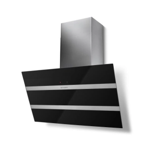 730 m3-Cdes sens.-Ecl. LED-L 80 cm-STEEL MAX 800-Inclinée-Inox et verre noir - FABER