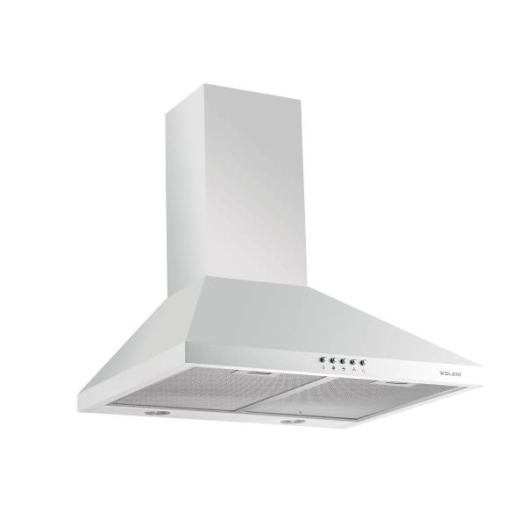 Hotte murale Pyramide 60 cm - 500 m³/h - 67 dB(A) vitesse maximale - Boutons poussoirs - 3 vitesses - Spots LED 2 x 4 W - GLEM