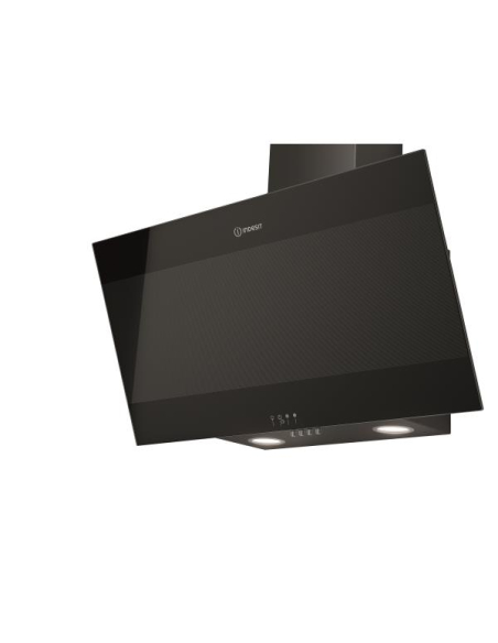 647 m3-3 vitesses-Cmdes mécaniques - Eclairage LED - Inclinée 80 cm - Verre noir - INDESIT