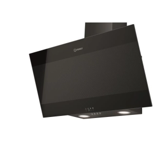 647 m3-3 vitesses-Cmdes mécaniques - Eclairage LED - Inclinée 80 cm - Verre noir - INDESIT