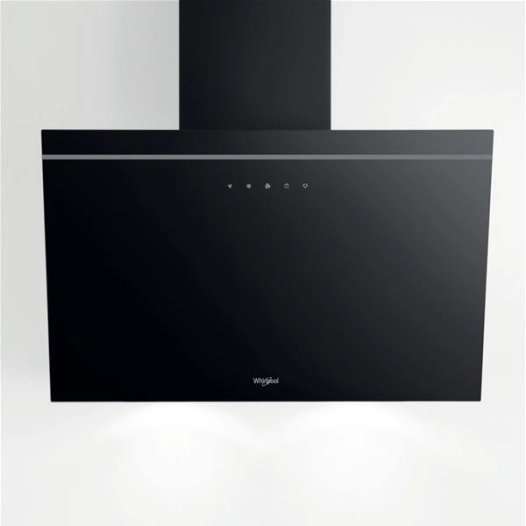 650m3-4 vit-Cdes électroniques-Filtre métal+charbon-Aspi périmétrale-Ecl. LED-Inclinée 60 cm-Verre noir - WHIRLPOOL