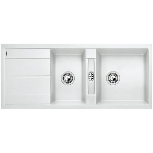 BLANCOMETRA 8 S-2 cuves + égouttoir-1160 x 500-Silgranit blanc - BLANCO