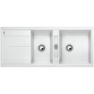 BLANCOMETRA 8 S-2 cuves + égouttoir-1160 x 500-Silgranit blanc - BLANCO